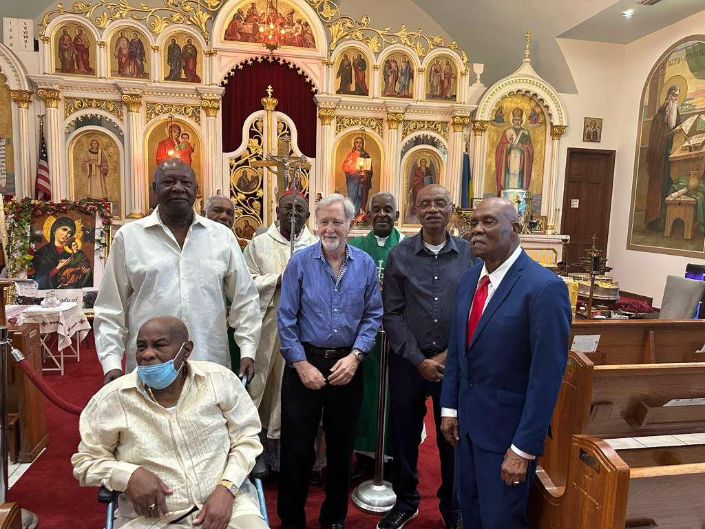A group gathered inside the church